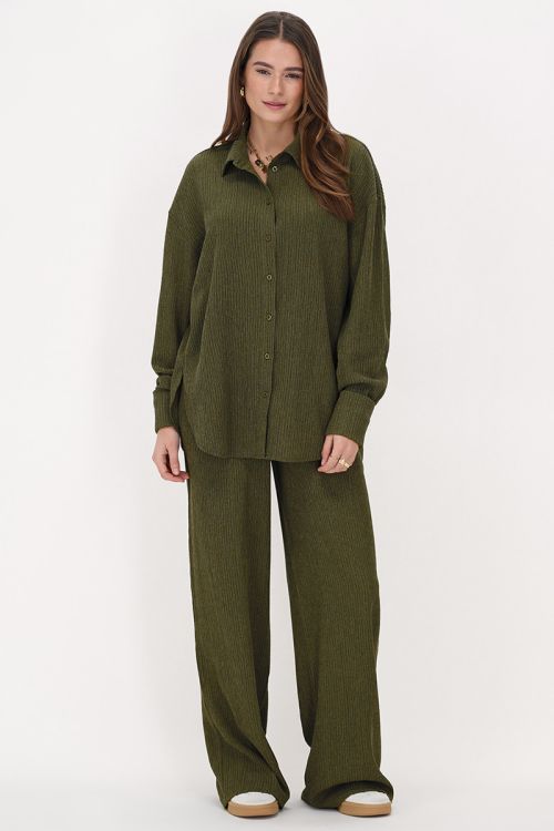 Green oversized blouse with buttons