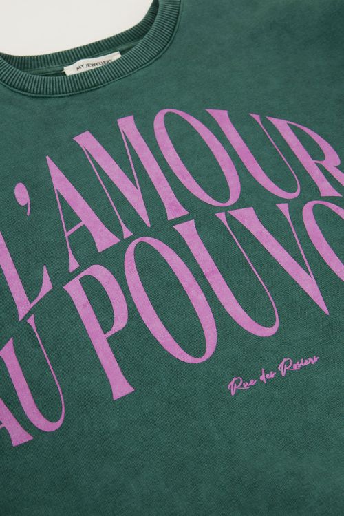 Green sweater "L'amour au pouvoir" | My Jewellery