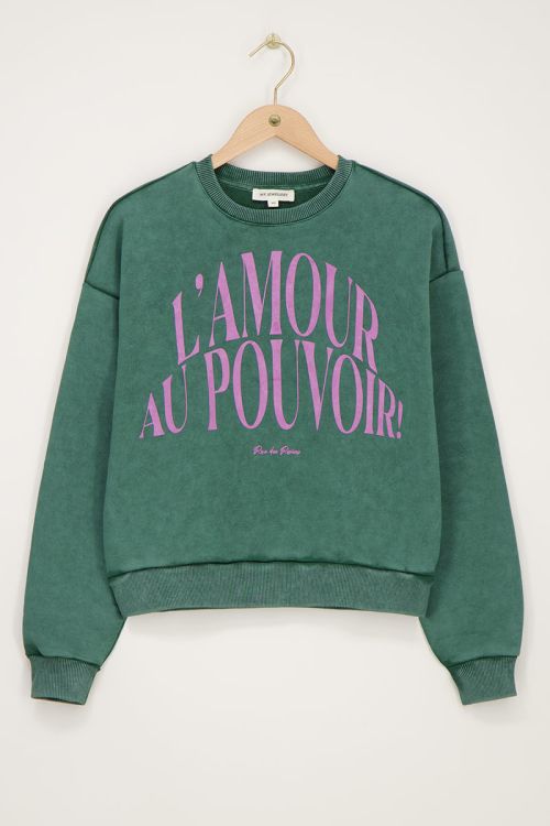 Green sweater "L'amour au pouvoir" | My Jewellery