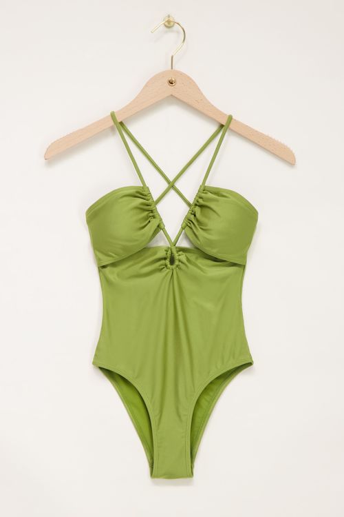 Green swimsuit with crossed back | My Jewellery