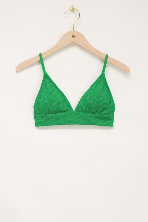 Grünes Triangel Bikini Oberteil mit Struktur