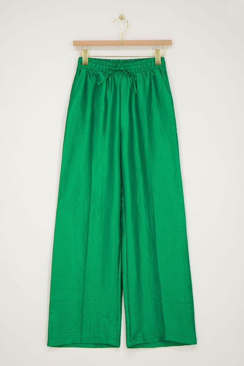 Green wide leg pants with pintucks | My Jewellery
