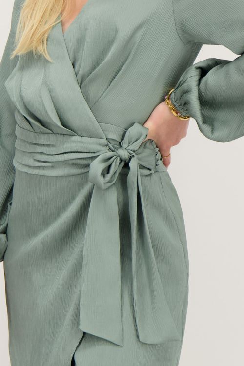 Green wrap dress with draping | My Jewellery