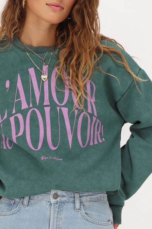 Green sweater "L'amour au pouvoir" | My Jewellery