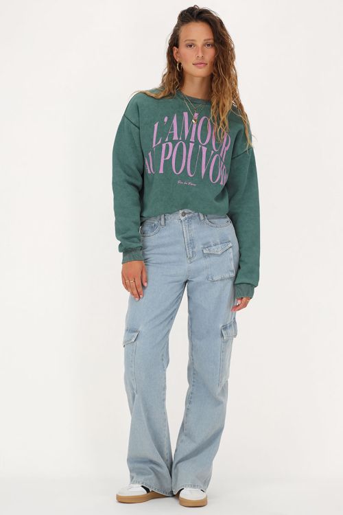 Green sweater "L'amour au pouvoir" | My Jewellery