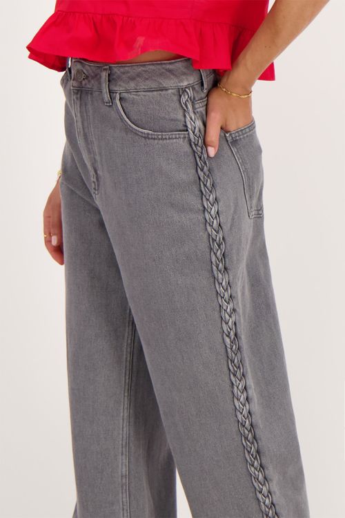 Gray jeans with braid detail | My Jewellery