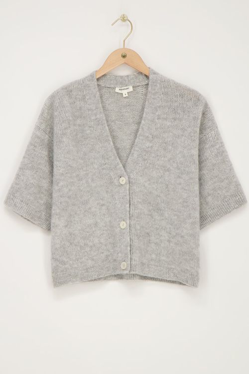 Grey knit cardigan with short sleeves | My Jewellery