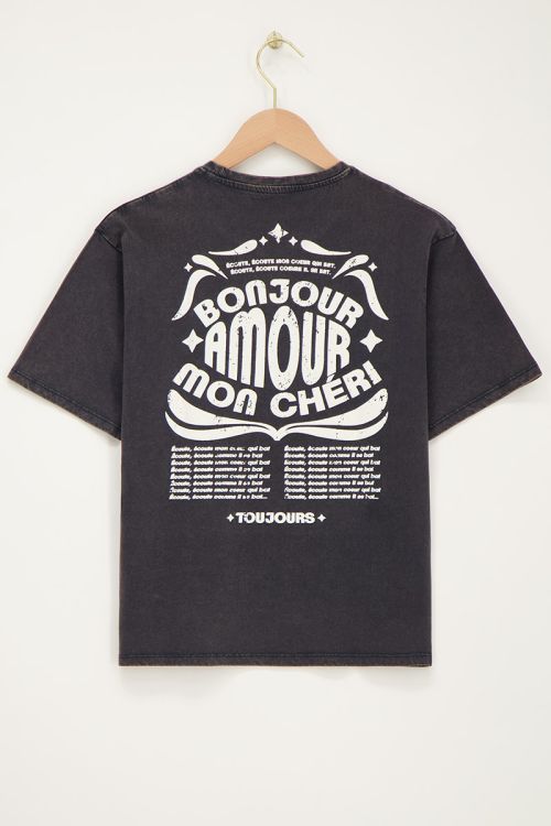 Grey T-shirt "Bonjour mon amour cheri" | My Jewellery