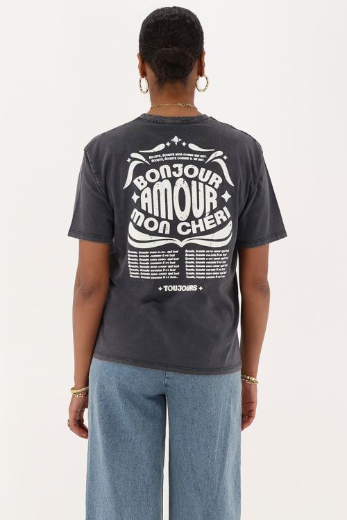 Grey T-shirt "Bonjour mon amour cheri" | My Jewellery