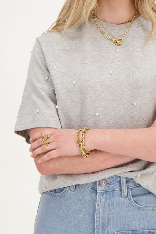 Grey t-shirt with pearls | My Jewellery