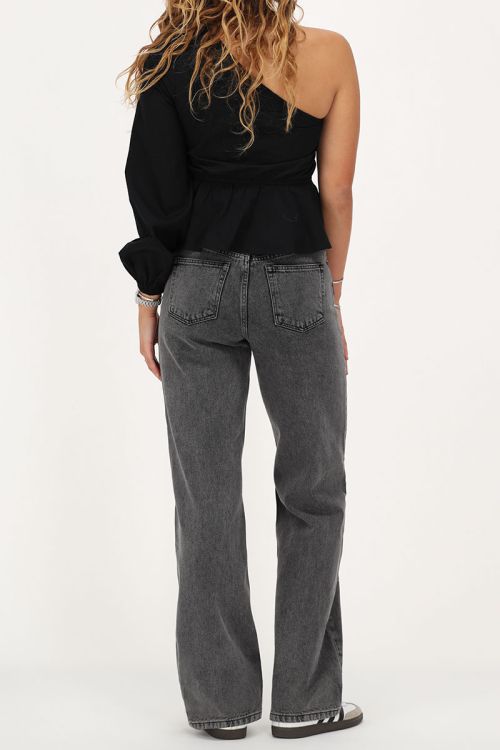 Grey wide leg jeans with rhinestones | My Jewellery