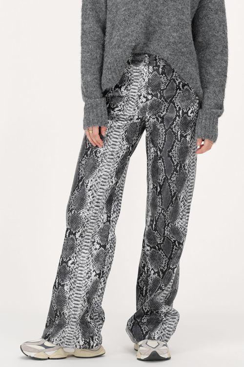 Grey wide leg trousers with snake print | My Jewellery