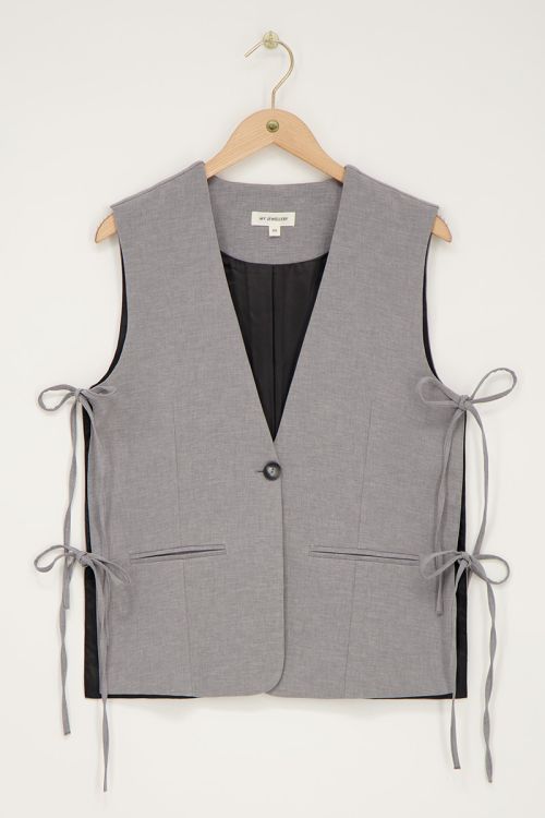 Grey gilet with side bows | My Jewellery
