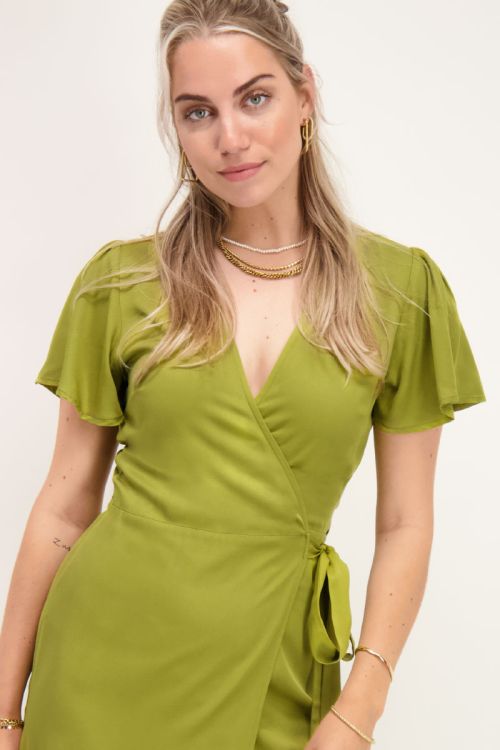 Groene midi wikkeljurk
