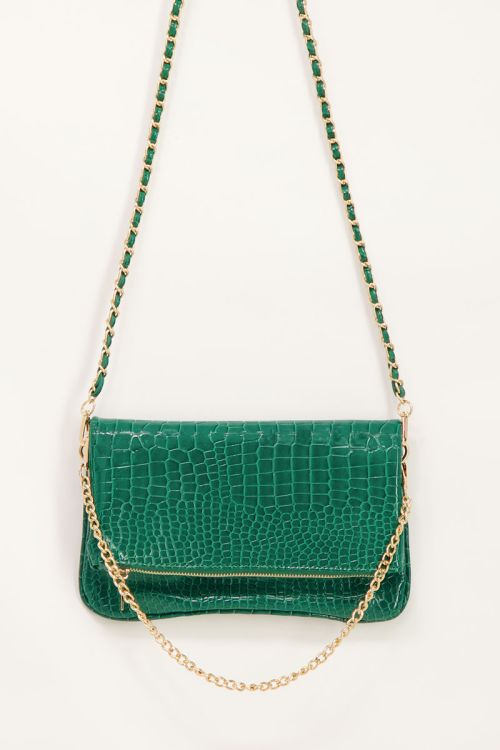 Groene schoudertas met goudkleurige rits | My Jewellery