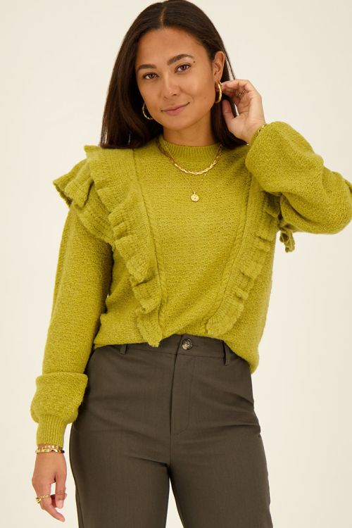 Green sweater with ruffles | My Jewellery