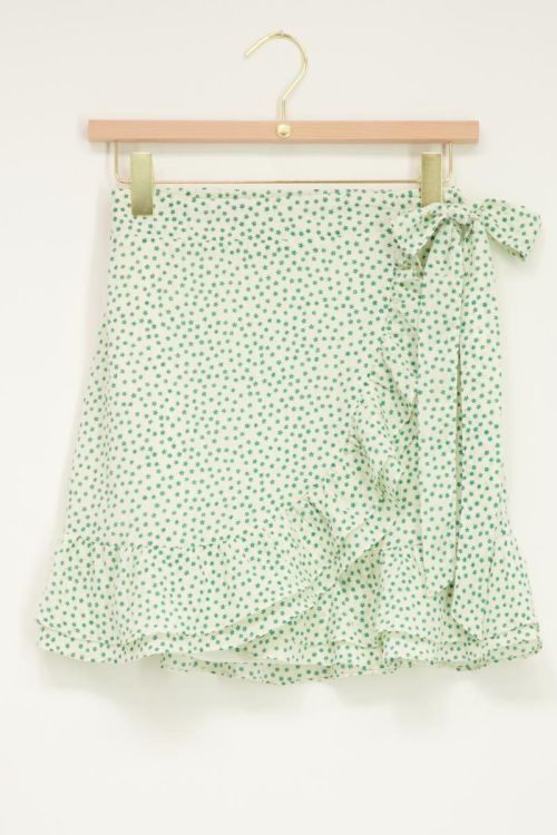 Groene wikkelrok met kleine bloemetjes