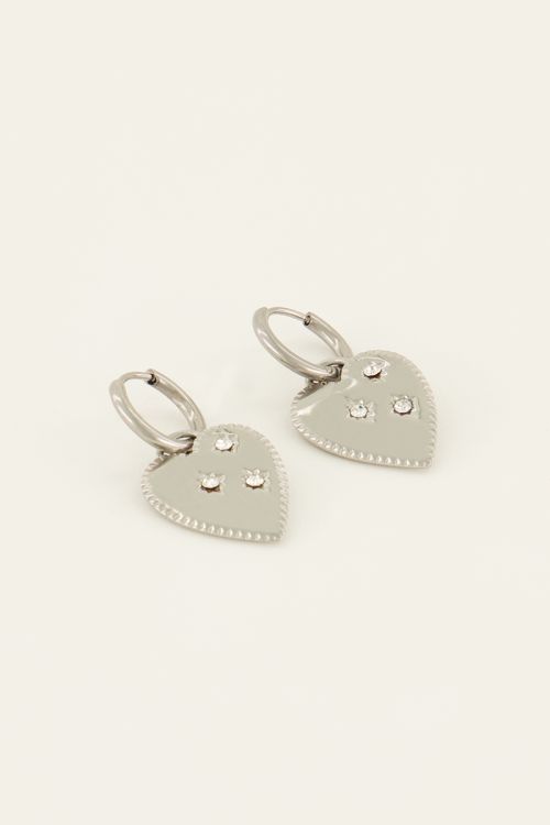 Sunchasers hoop earrings with heart charm & rhinestones