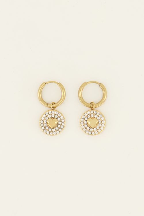 Hoop earrings with rhinestone heart charm | My Jewellery
