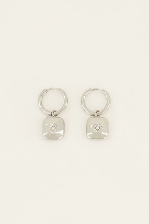 Oorringen met vierkantje & strass ster | My Jewellery