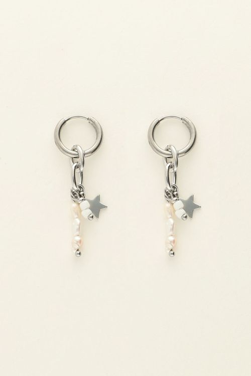 Hoop earrings with star & pearls | My Jewellery