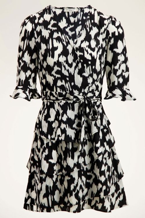 Zwart-witte overslagjurk | Jurkje western print My jewellery