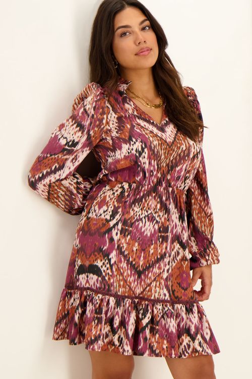 Jurk met lange mouwen & ikat print | My Jewellery