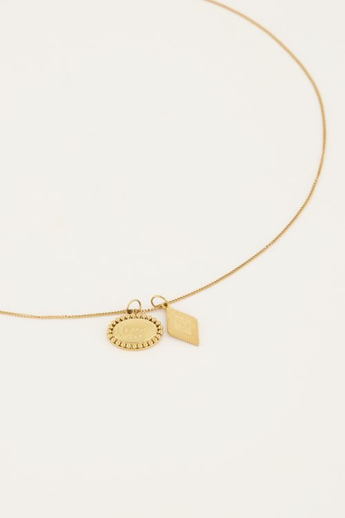 Necklace with Oval & checkered charms | My Jewellery