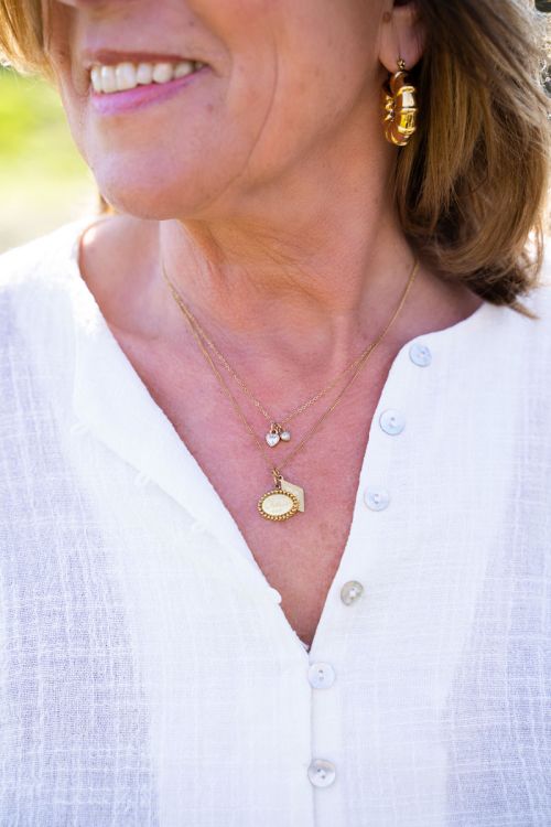 Ketting met twee strass hartjes | My Jewellery