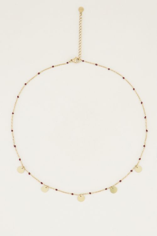 Rode ketting kralen munten, kralen ketting My Jewellery