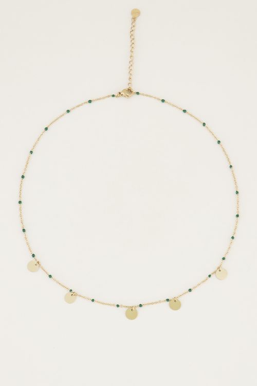 Groene ketting kralen munten, ketting met kralen My Jewellery
