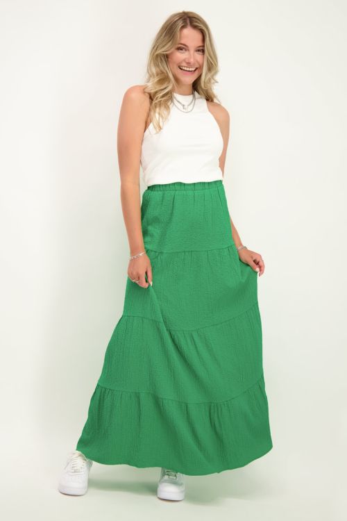 Groene lange rok met lagen