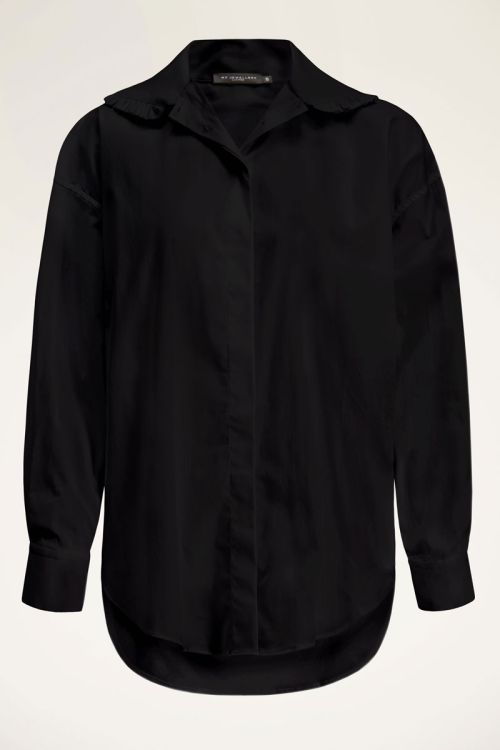 Zwarte blouse met ruffle kraag | My Jewellery