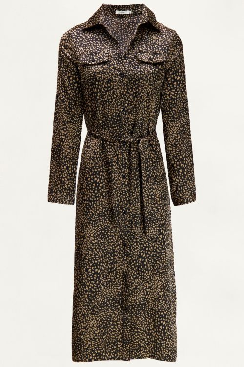Satijnen blousejurk met print, lange jurk