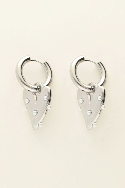 Large hoop earrings with heart & pearls | My Jewellery