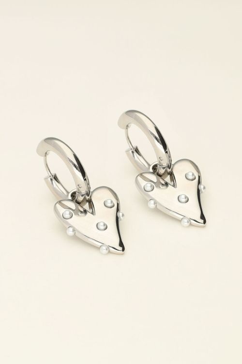 Large hoop earrings with heart & pearls | My Jewellery