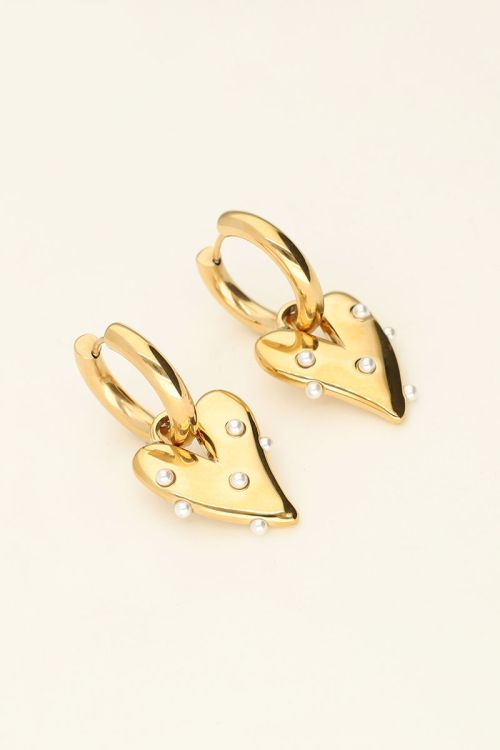Large hoop earrings with heart & pearls | My Jewellery