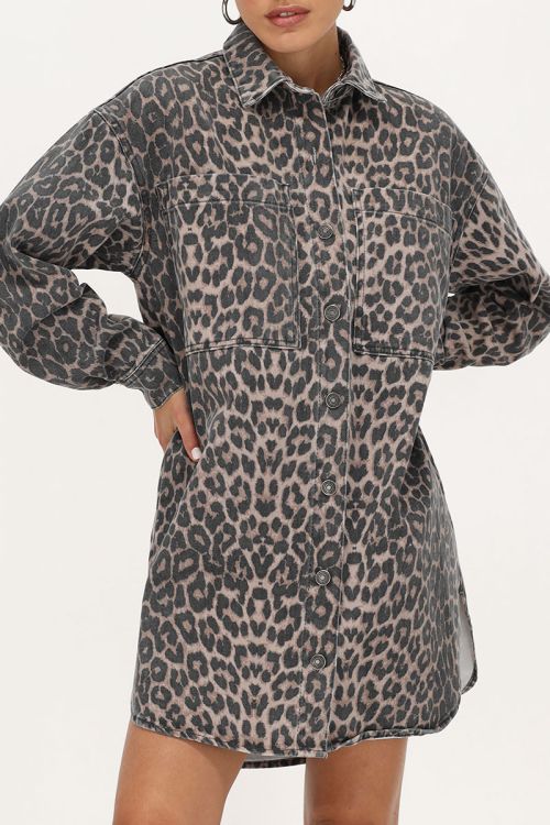 Leopard print denim blouse dress | My Jewellery