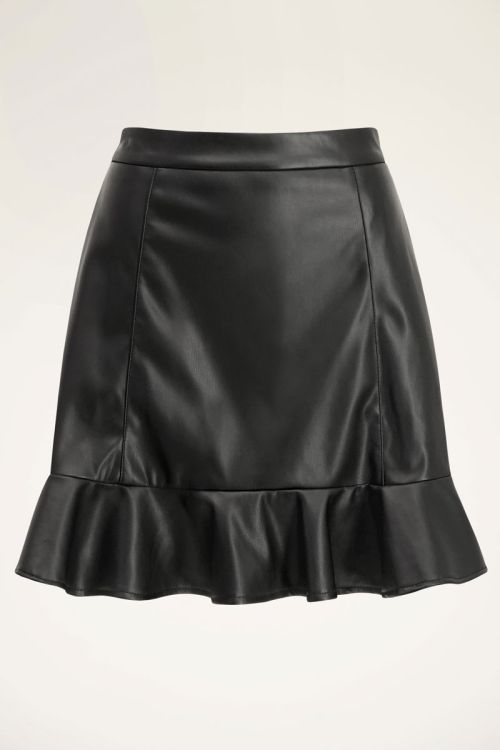 Leatherlook rok met ruffle | My Jewellery