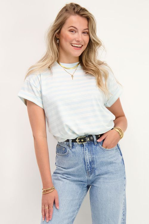 Lichtblauw T-shirt gestreept | My Jewellery