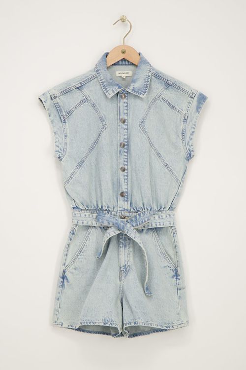 Light blue denim playsuit with belt | My Jewellery