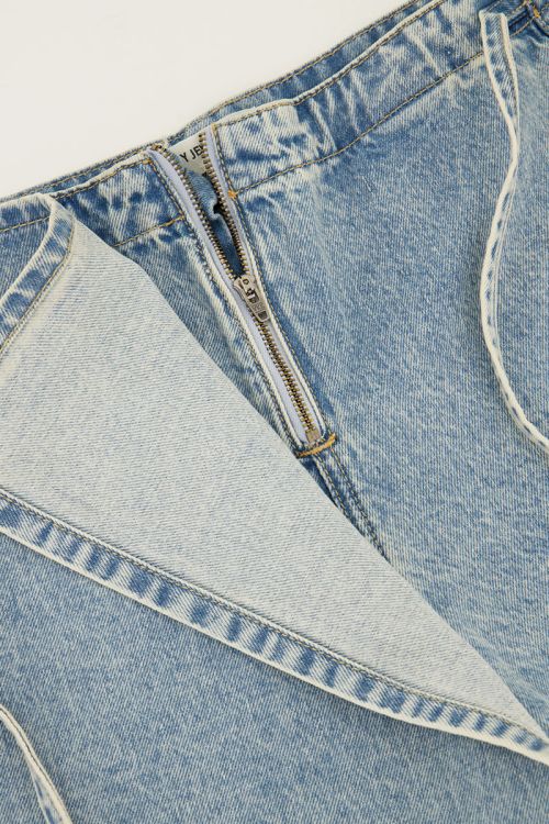 Light blue denim skort with overlap & bow detail | My Jewellery