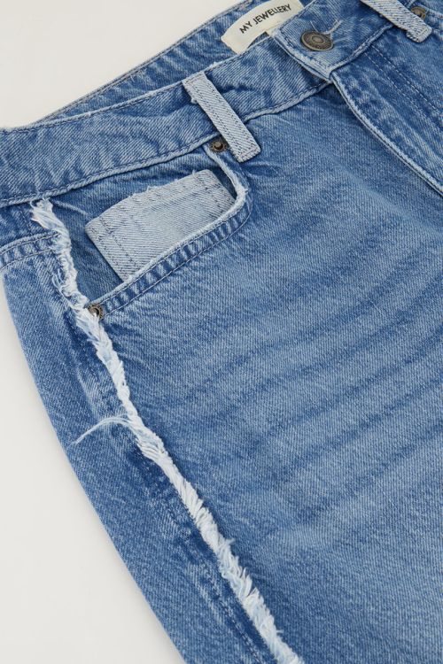 Light blue wide leg jeans with contrasting pocket | My Jewellery