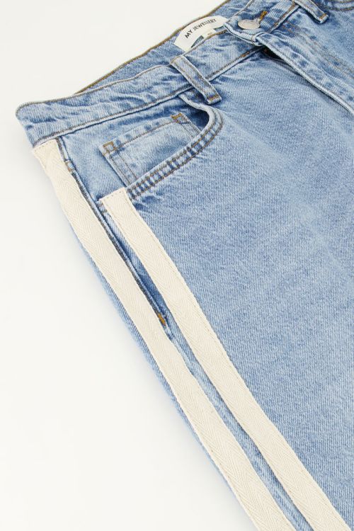 Light blue wide leg jeans with tapes | My Jewellery