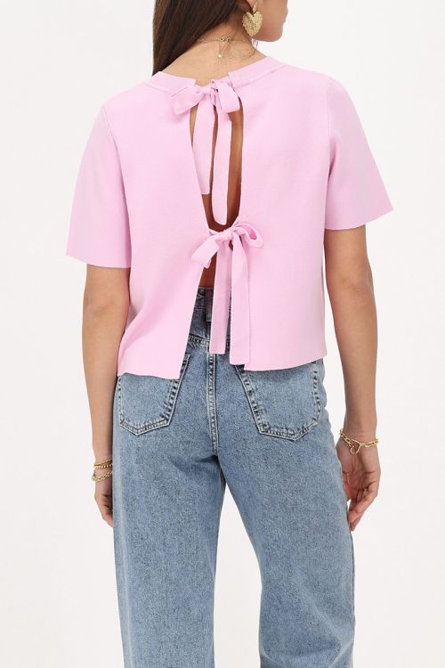 Light pink top with short sleeves & bows | My Jewellery