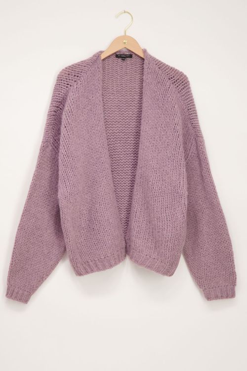 chunky lilac cardigan