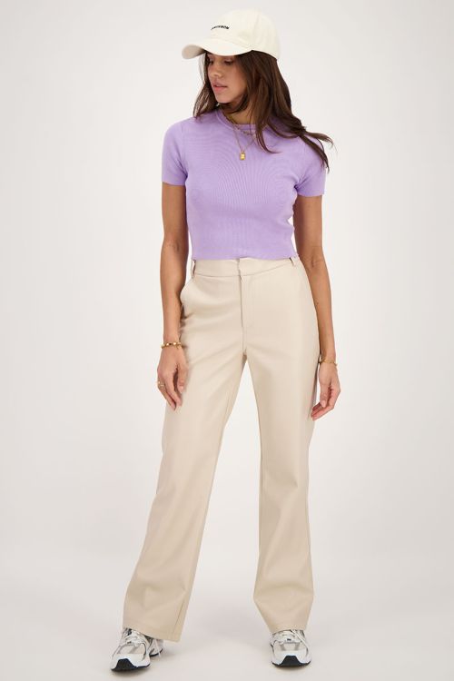 Lilac basic crop top with short sleeves | My Jewellery