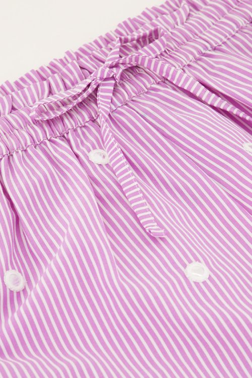 Lilac striped shorts with round mirrors | My Jewellery