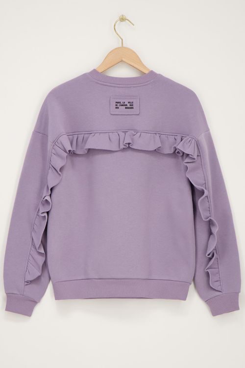 Lilac sweater with ruffles and patch | My Jewellery