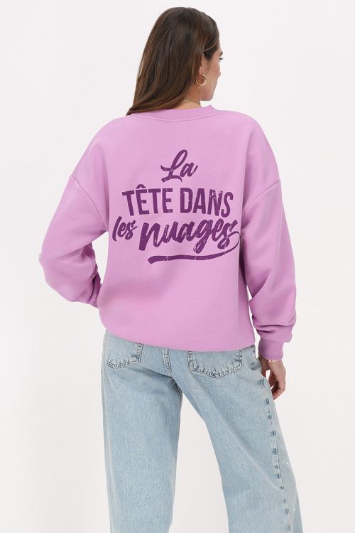 Lilac sweater "Head in the clouds"